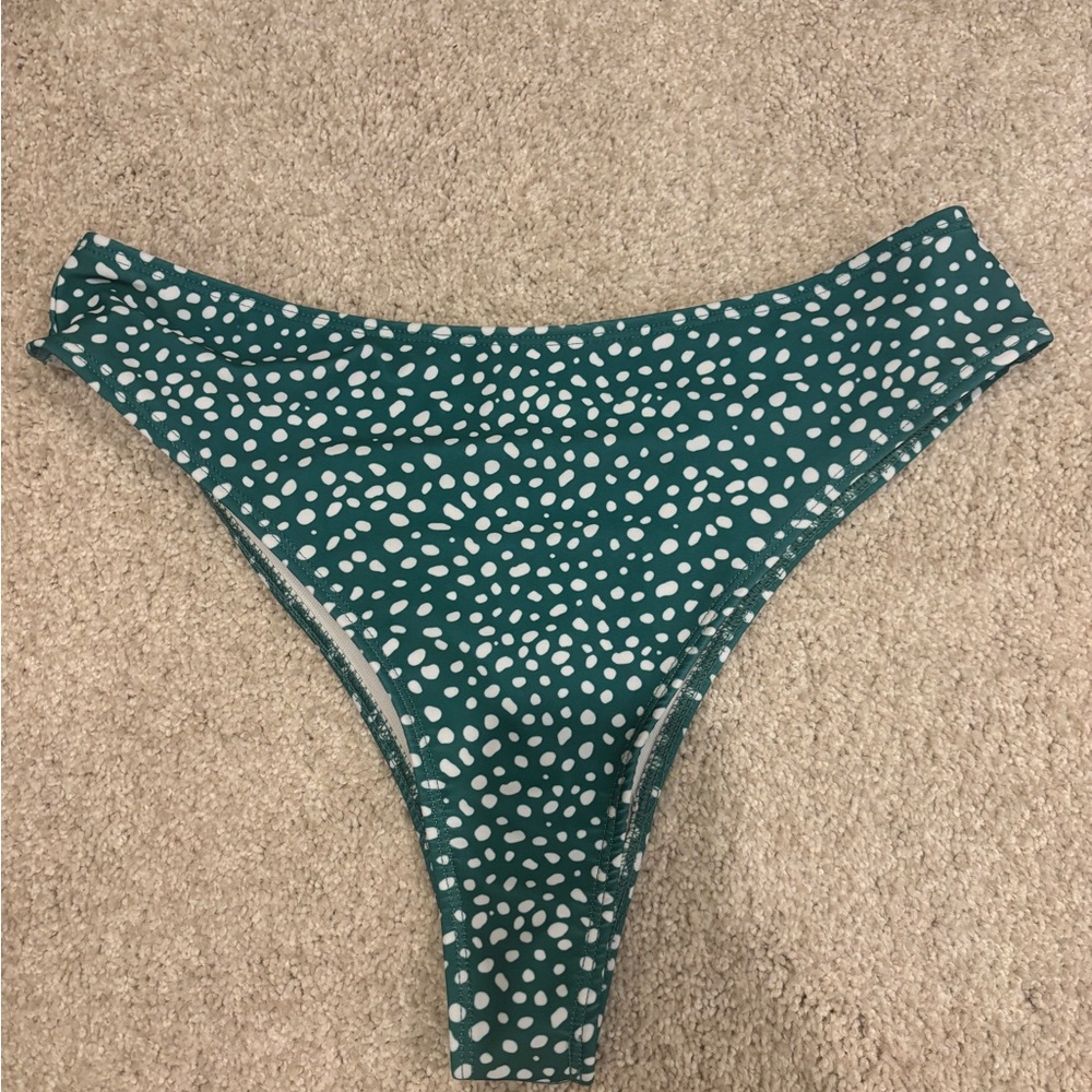Teal and White Polka Dot Bikini Bottom